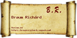 Braum Richárd névjegykártya